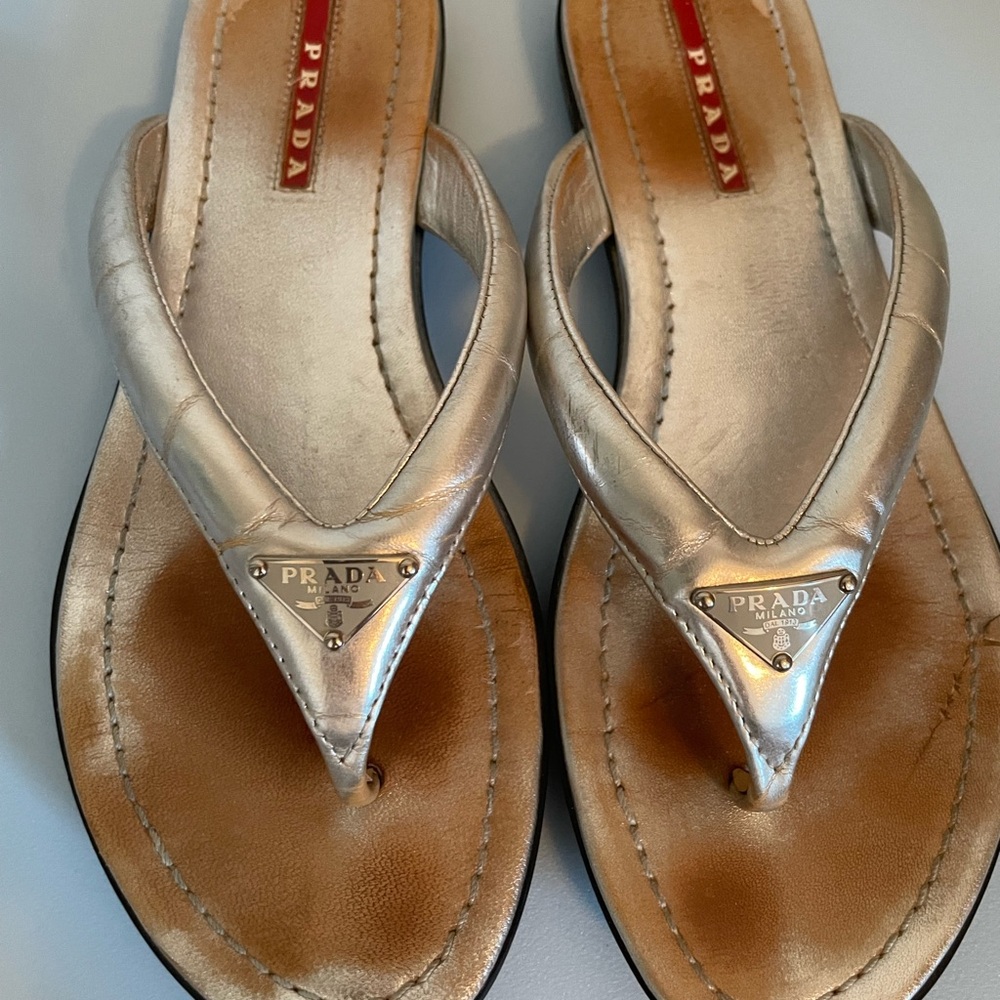Prada Women's Silver Metallic Sandals